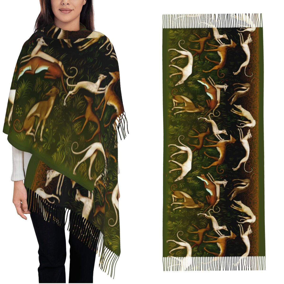 Pashmina Wrap Large - Greyhounds Scialle Wrap Donna Inverno Grande