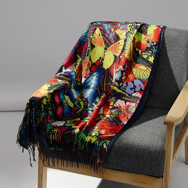 Woven Scarf Blanket - Sciarpa di cashmere pittura a olio