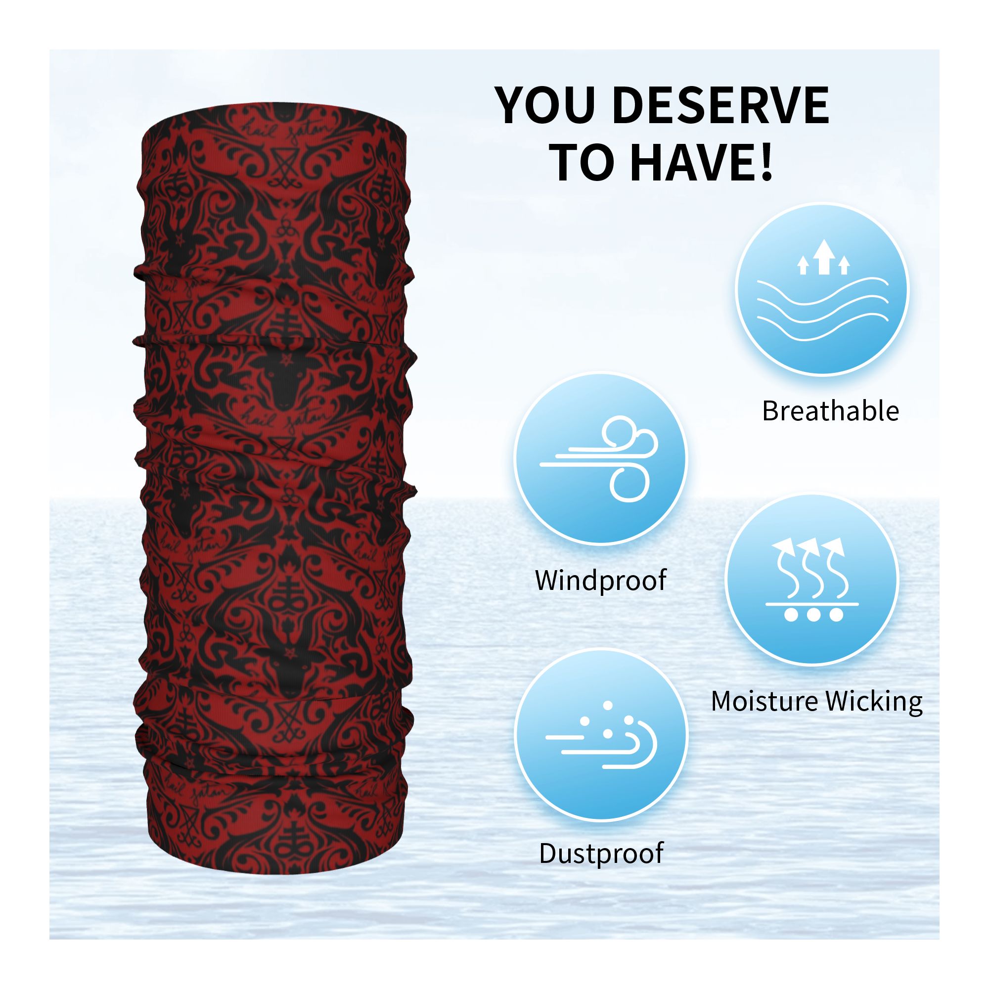 Baphomet Damasco Hail Satan Ne - Neck Warmer Tube recensione e prezzo